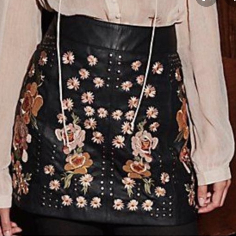 Free People embellished leather skirtt